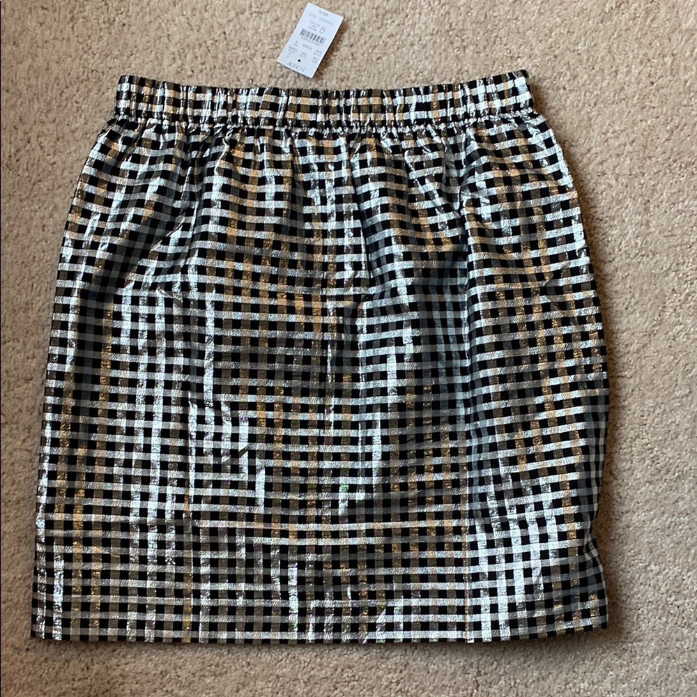 J. Crew Factory Black and White Knee-length Pencil Skirt with Smocked Style